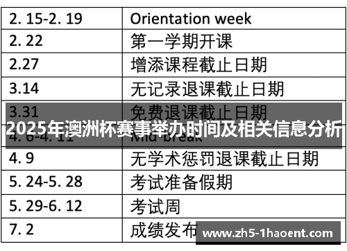 2025年澳洲杯赛事举办时间及相关信息分析